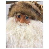 Festive Santa Claus Decor - Gold Brocade Robe & Tree Gift