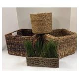 Woven Basket Set w/ Faux Greenery