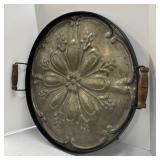 Medallion Tray - Metal With Wood Handles