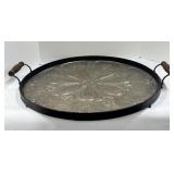 Medallion Tray - Metal With Wood Handles