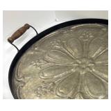 Medallion Tray - Metal With Wood Handles