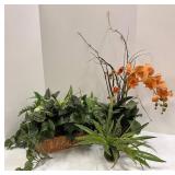 Faux Orchid & Greenery Basket Arrangement and More