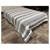 Hotel Collection Queen Comforter - Striped Blue & White Pattern