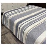 Hotel Collection Queen Comforter - Striped Blue & White Pattern
