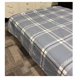 Tommy Hilfiger Queen Size Comforter - Gray Plaid with White Accents