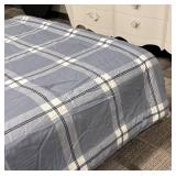 Tommy Hilfiger Queen Size Comforter - Gray Plaid with White Accents