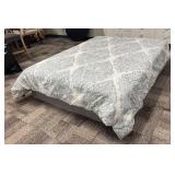 Tahari Queen Comforter - Paisley Pattern, Light Blue & Gray