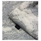 Tahari Queen Comforter - Paisley Pattern, Light Blue & Gray
