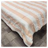 Pillowfort Peach & White Striped Comforter - Queen Size