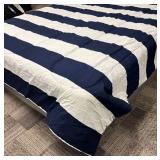 Room Essentials Full Size Navy & White Stripe Comforter