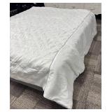 Queen Size White Quilted Comforter with Grey Piping
