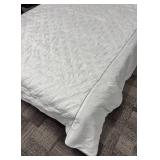 Queen Size White Quilted Comforter with Grey Piping