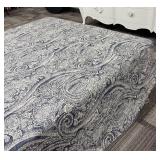 King Duvet Cover - Paisley Pattern - Navy On Cream