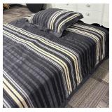 Queen Striped Comforter Set & Pillow Sham - Dark Gray & Beige Stripes