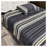 Queen Striped Comforter Set & Pillow Sham - Dark Gray & Beige Stripes