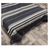 Queen Striped Comforter Set & Pillow Sham - Dark Gray & Beige Stripes