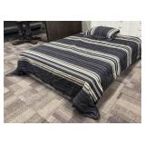 Queen Striped Comforter Set & Pillow Sham - Dark Gray & Beige Stripes