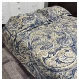 King Duvet Cover with Insert & 2 Pillow Shams - Paisley Navy Print