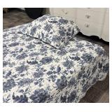 Bee & Willow King Comforter - Floral Blue & White Print