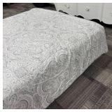 Gray & White Paisley Queen Comforter