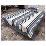 Nautica Twin Bedspread with Pillow Sham - Striped Navy, White & Gray