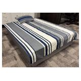 Nautica Twin Bedspread with Pillow Sham - Striped Navy, White & Gray