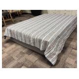Nautica Queen Bedspread - Striped Gray & Blue with Navy Border