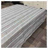 Nautica Queen Bedspread - Striped Gray & Blue with Navy Border