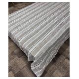 Nautica Queen Bedspread - Striped Gray & Blue with Navy Border