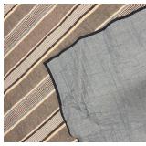 Nautica Queen Bedspread - Striped Gray & Blue with Navy Border