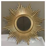 Gold Tone Starburst Mirror Wall Decor