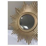 Gold Tone Starburst Mirror Wall Decor