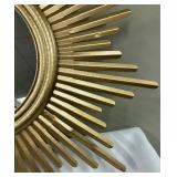 Gold Tone Starburst Mirror Wall Decor