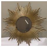 Gold Tone Starburst Mirror Wall Decor