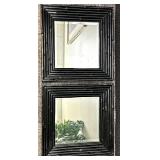 Black Bamboo-Style Square Mirror Pair - Wall Decor
