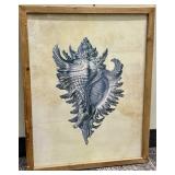 Conch Shell Art Print - Framed in Natural Wood Frame