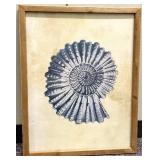 Framed Ammonite Fossil Art Print & Wood Frame