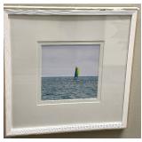 Framed Sailboat Seascape Photo - White Wood Frame & Matting