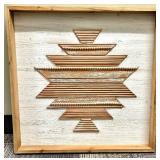Geometric Tree Wall Art - Layered Wood Triangles on Whitewashed Backdrop