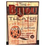 Bijou Theater Sign - Vintage Wooden Cinema Advertising Plaque