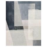 Geometric Abstract Art Print - Framed in Black - Gray/Blue Tones