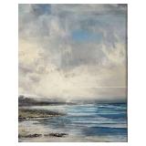 Coastal Seascape Painting - Whitewashed Wood Frame