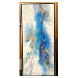 Abstract Blue Painting on Canvas - Framed, Signed Artwork