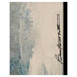 Abstract Blue Painting on Canvas - Framed, Signed Artwork