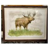 Moose Watercolor Painting - Framed Wildlife Art