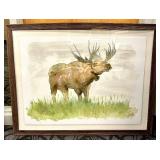 Moose Watercolor Painting - Framed Wildlife Art