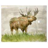 Moose Watercolor Painting - Framed Wildlife Art