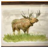 Moose Watercolor Painting - Framed Wildlife Art