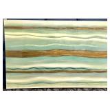 Abstract Seascape Painting on Canvas - Aqua Waves & Gold Stripe