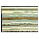 Abstract Seascape Painting on Canvas - Aqua Waves & Gold Stripe